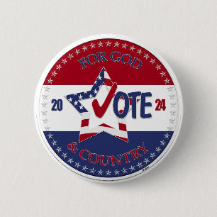 2024 For God and Country Vote Star 6 Cm Round Badge