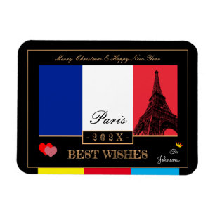 2024 French Flag & Eiffel Happy New Year, France Magnet
