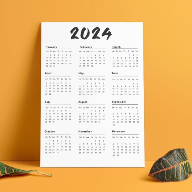 2024 Full Year Calendar Black And White Minimalist Program (2024 Full Year Calendar Black And White Minimalist Program)