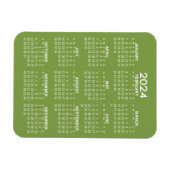 2024 Full Year View Calendar - Basic Green Minimal Magnet (Horizontal)