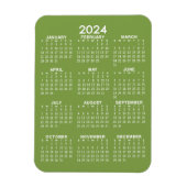 2024 Full Year View Calendar - Basic Green Minimal Magnet (Vertical)