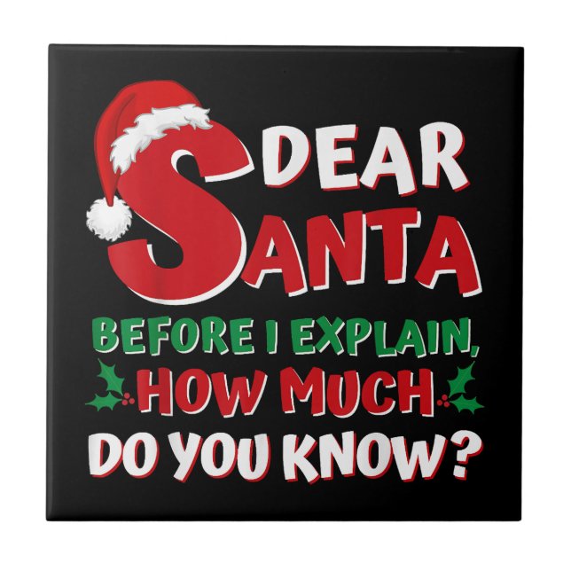 2024 Funny Christmas Shirts Kids Adults Santa I Ca Ceramic Tile (Front)