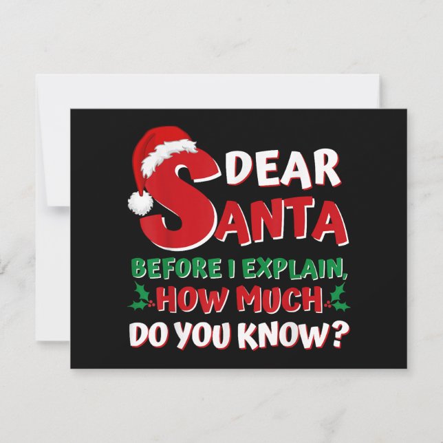 2024 Funny Christmas Shirts Kids Adults Santa I Ca Holiday Card (Front)