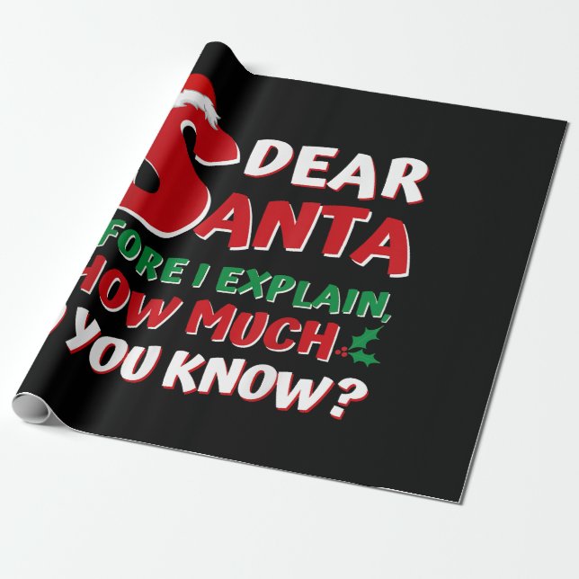 2024 Funny Christmas Shirts Kids Adults Santa I Ca Wrapping Paper (Unrolled)