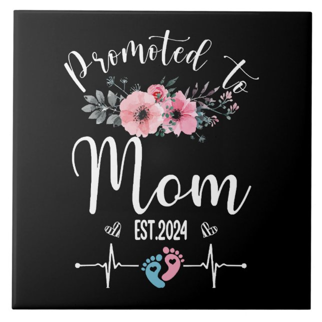  2024 Funny With Floral Mother Day Ceramic Tile (Front)