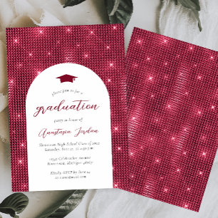 2024 Glam Twinkling Burgundy Arch Graduation Invitation