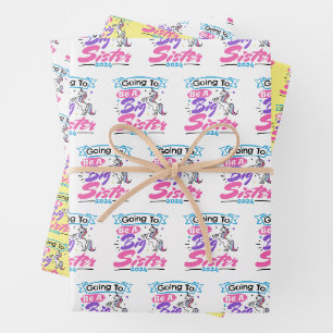 2024 Going to Be a Big Sister Unicorn Wrapping Paper Sheet
