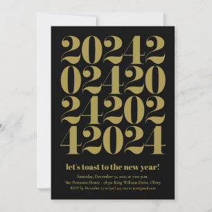 2024 Gold New Year's Eve Party Invitation