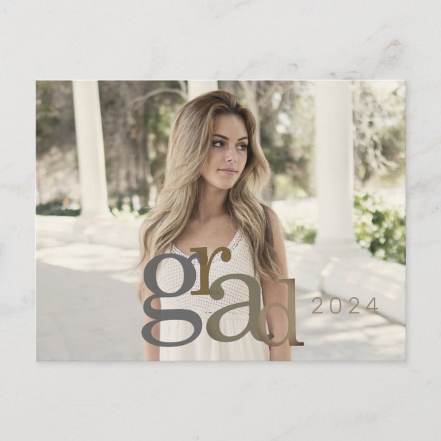 2024 Grad Photo Neutral II Announcement Card (Front)