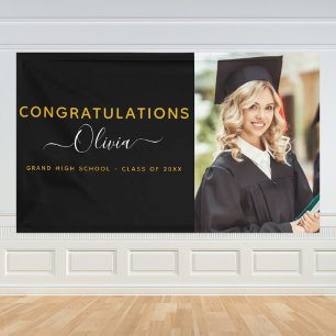 2024 Graduation Black Gold High School College Banner