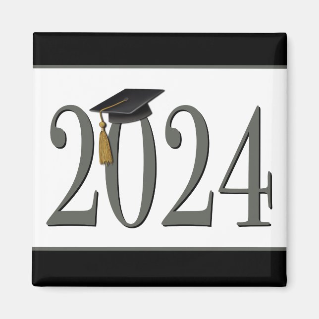 2024 Graduation Cap Simple Modern Trendy Magnet (Front)