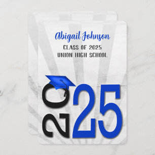 2024 Graduation In Blue and Black School Colours Invitation