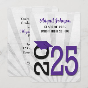 2024 Graduation In Purple and Black School Colours Invitation