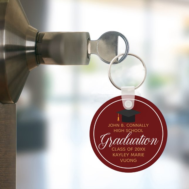 2024 Graduation Maroon Gold Customizable Graduate Key Ring (Creator Uploaded)