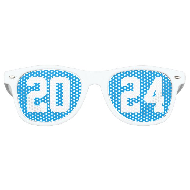 2024 Graduation Party Cool Blue Varsity Retro Sunglasses (Front)