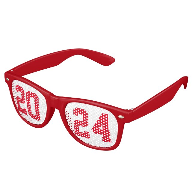 2024 Graduation Party Cool Red Varsity Retro Sunglasses (Angled)