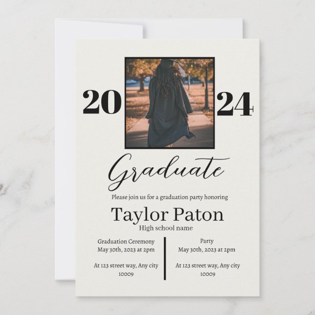 2024 Graduation Party Customisable Invitation (Front)
