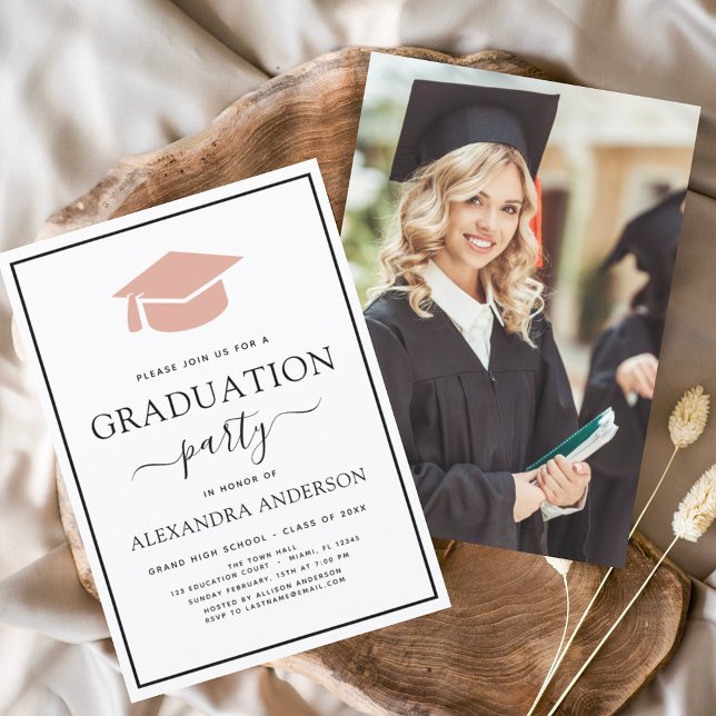 2024 Graduation Party Pink Elegant Photo Picture I Invitation (Creator Uploaded)