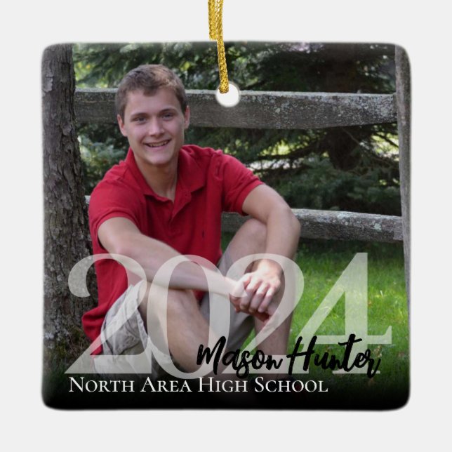 2024 Graduation Photo Ceramic Ornament (Front)