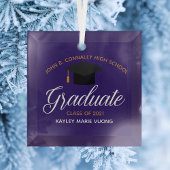 2024 Graduation Purple Custom High School Name Ceramic Ornament