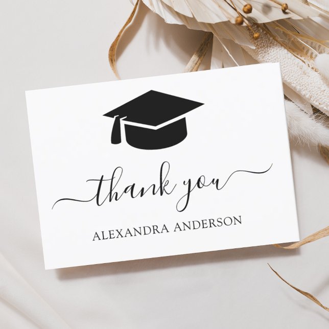 2024 Graduation Thank You Black White Card (Creator Uploaded)