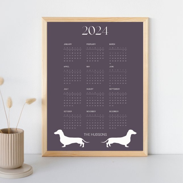 2024 Graphite Dachshund Silhouette Calendar Poster (Creator Uploaded)