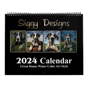 2024 Great Dane Water Color (Customizable) Calendar