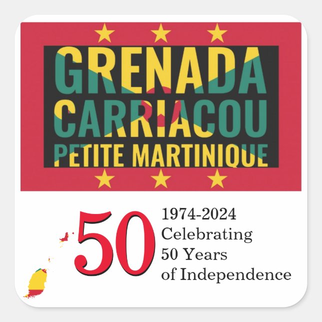 2024 GRENADA 50th Anniversary Independence Square Sticker (Front)