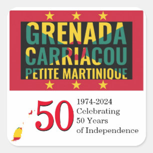 2024 GRENADA 50th Anniversary Independence Square Sticker