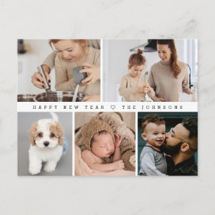 2024 Happy New Year Chic Photo Collage Holiday Postcard
