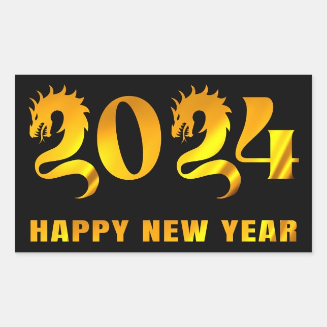 2024 HAPPY NEW YEAR RECTANGULAR STICKER (Front)