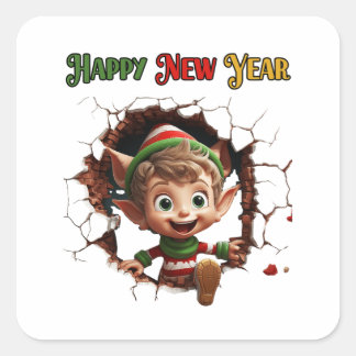 2024 happy new year  square sticker