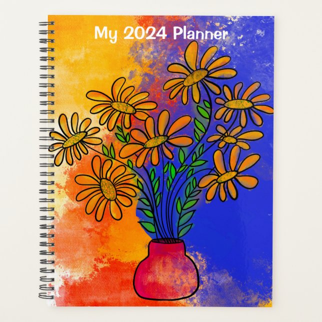 2024 Hard Cover Floral Spiral Planner (Front)