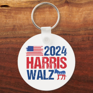 2024 Harris Walz Democrat Donkey American Election Key Ring