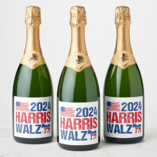 2024 Harris Walz Democrat Donkey Election Sparkling Wine Label