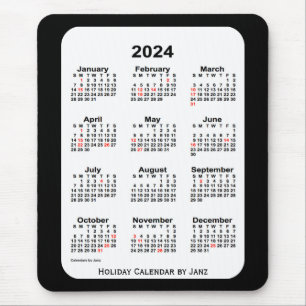 2024 Holiday Two Tone Black Calendar by Janz Mouse Pad