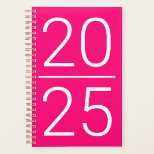 2024 hot pink minimalist modern custom numbers planner
