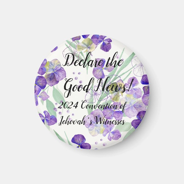 2024 JW Convention Hydrangea petals customizable Magnet (Front)