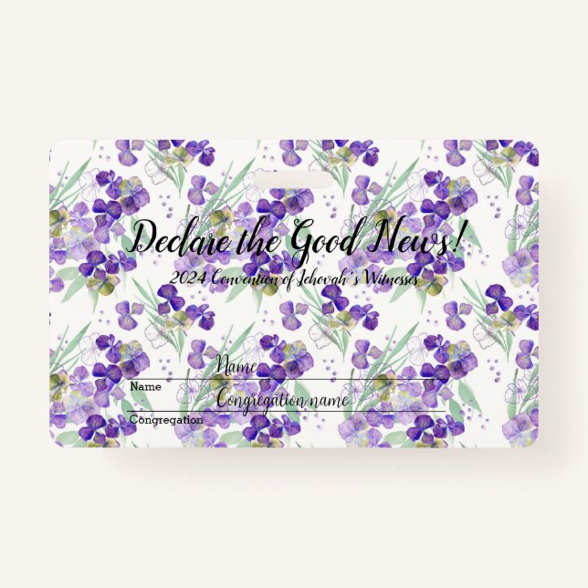 2024 JW convention Hydrangeas  ID Badge (Front)