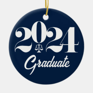 2024 Law School Graduation Blue Christmas Ceramic Ornament