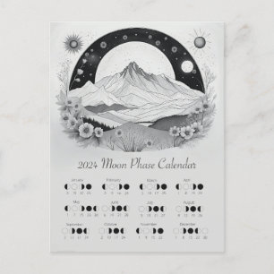 2024 Lunar Phase Moon Cycle Southern Hemisphere  Postcard