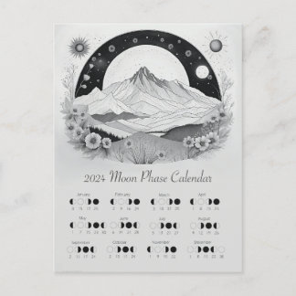 2024 Lunar Phase Moon Cycle Southern Hemisphere  Postcard