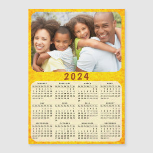 2024 Magnet Calendar Family Photo Yellow Gold
