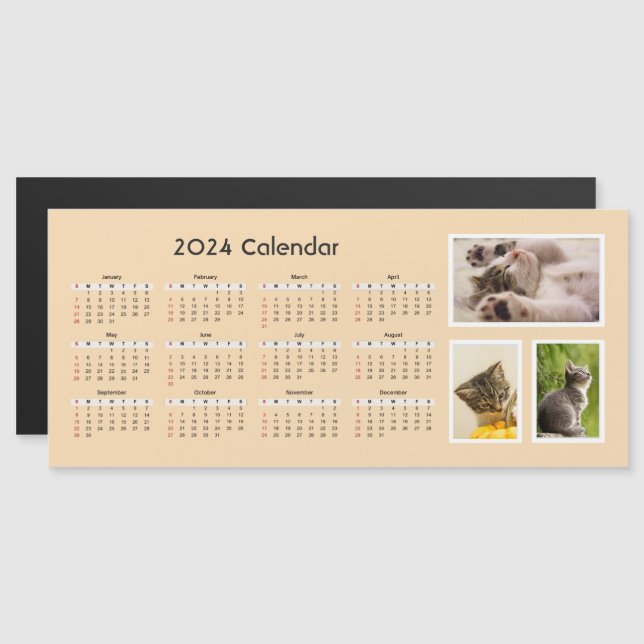 2024 Magnetic Calendar Custom Photo (Front/Back)