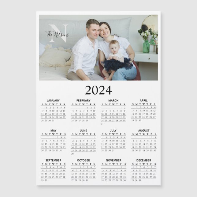 2024 Magnetic Photo Monogram Calendar (Front)