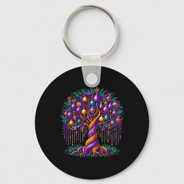 2024 Mardi Gras Tree Beads New Orleans Festival Be Key Ring (Front)