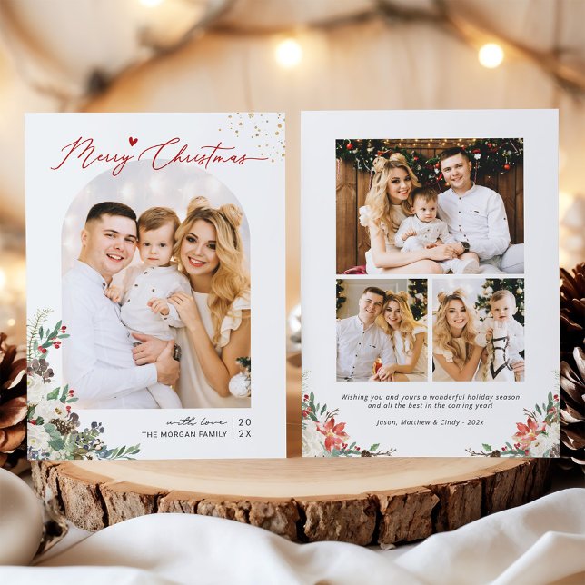 2024 Merry Christmas Festive Frame Arch Photo Holiday Card (Creator Uploaded)