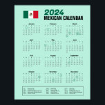 2024 Mexican Calendar Download PDF $3.95 Poster<br><div class="desc">2024 Mexican Calendar poster with Holidays. You can either frame it or simply place it on your wall. You can also download it as PDF (More options available). Descargar Calendario Mexicano en Ingles. Calendario con días festivos 2024. Great for the digital nomad and English-Speaking residents of Mexico.</div>