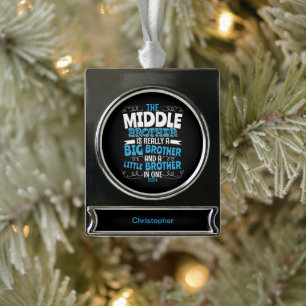 2024 Middle Brother - New Big Brother Silver Plated Banner Ornament