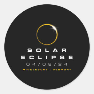 2024 Middlebury Vermont Solar Eclipse Classic Round Sticker